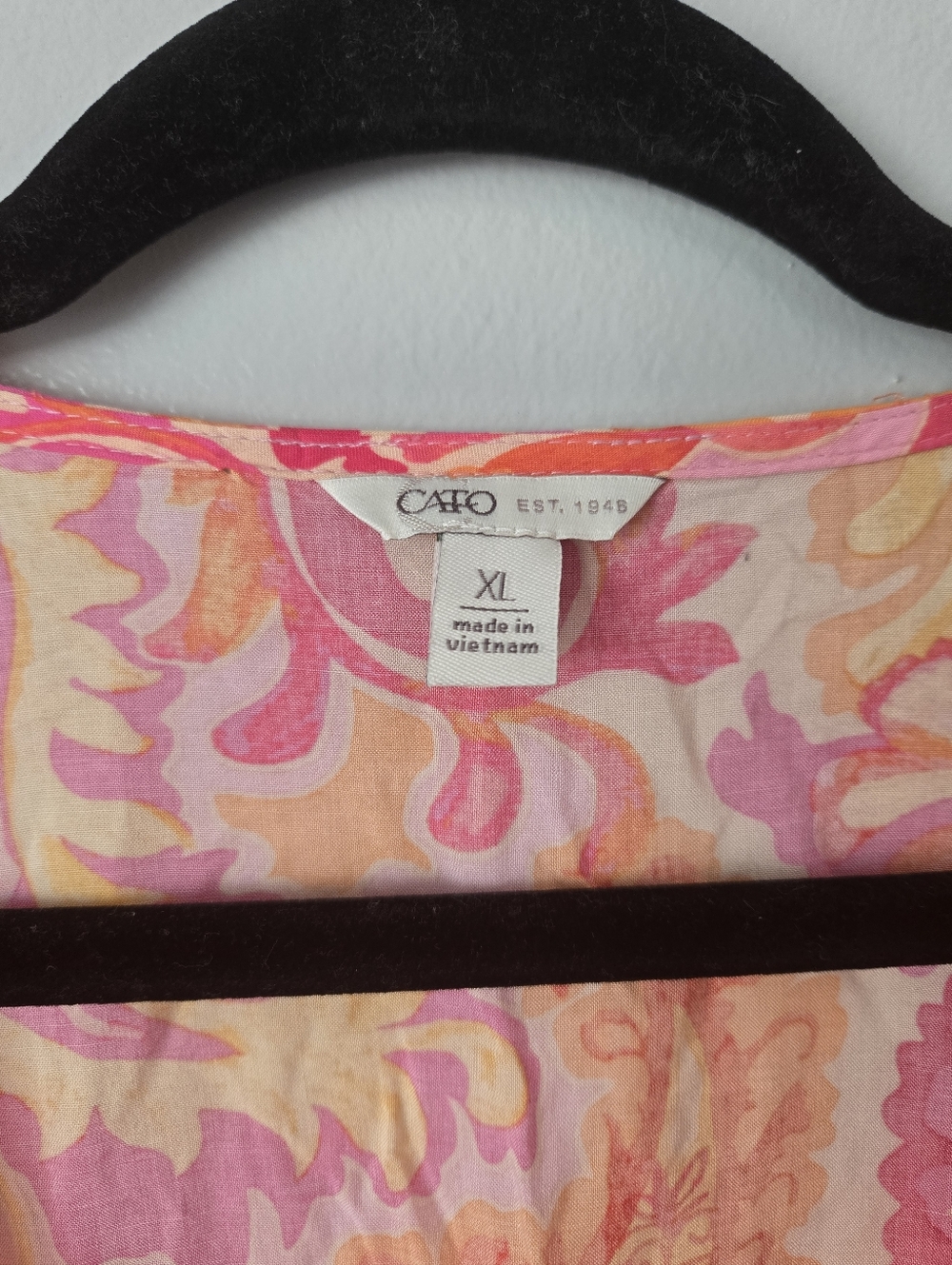 Cato Paisley Swim Cover Up Pink Orange Yellow Tie Front Bell Sleeve Chiffon XL - Picture 6 of 8